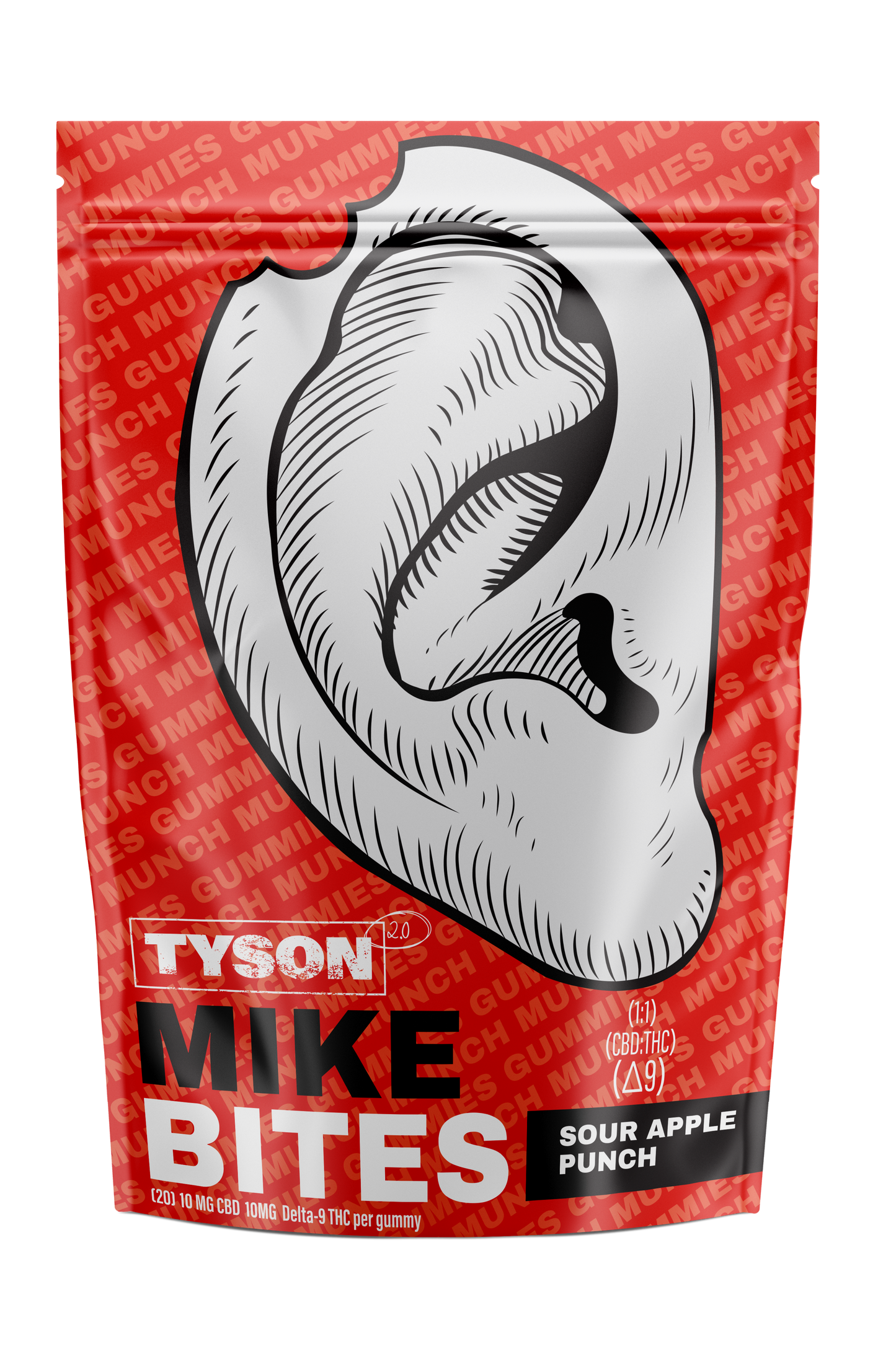 Mike Tyson Delta THC Ear Bite Gummies - 20 Pack Edibles Tyson 2.0 Sour Apple Punch Delta 9 